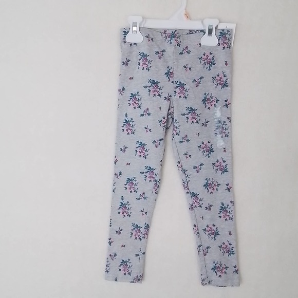 OshKosh Cotton Blend Leggings Size 6 in Gray w/ Floral Print - Picture 1 of 10